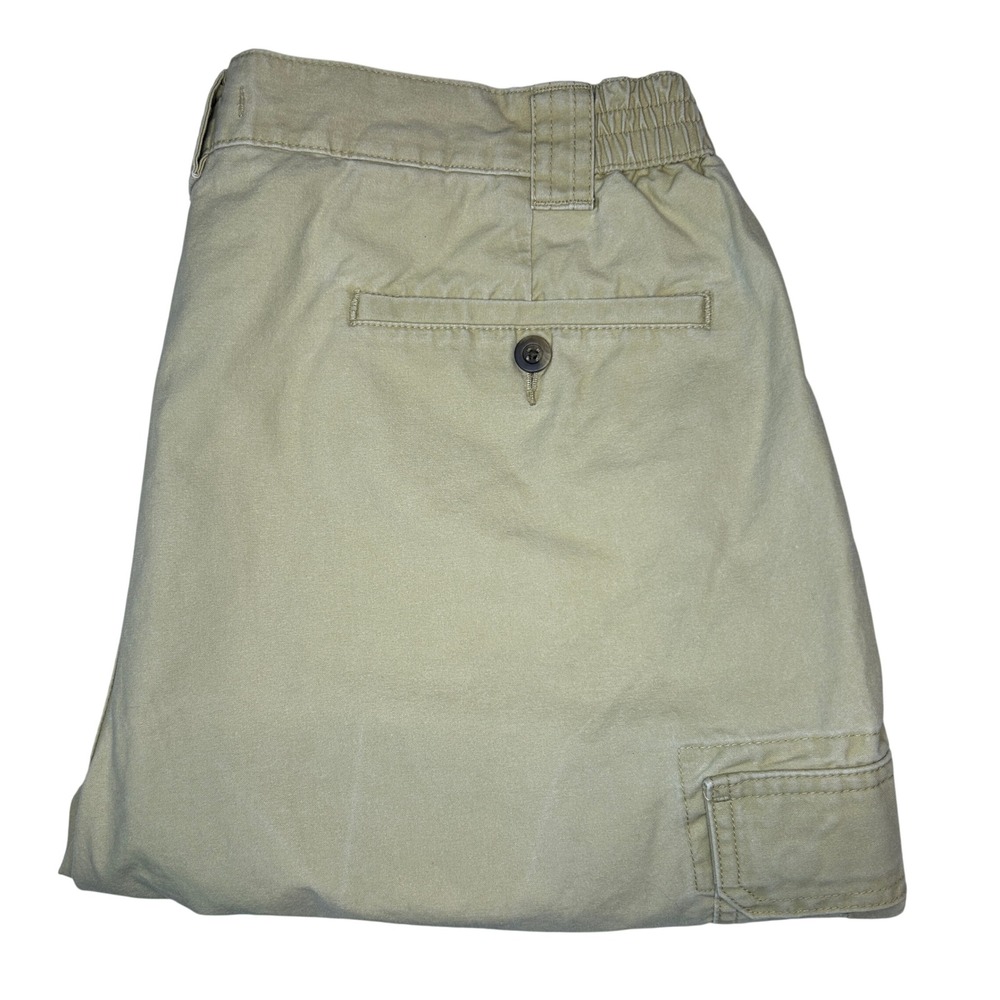 L.L.Bean Cargo Shorts 36 Mens Khaki Tan Elastic Waist Cotton Utility 282476